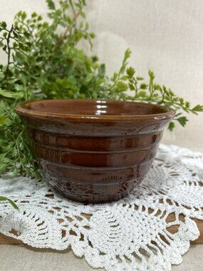 Stoneware Pottery Beehive Ribbed 5 x 3 Mini Mixing Bowl Cottagecore 1950s